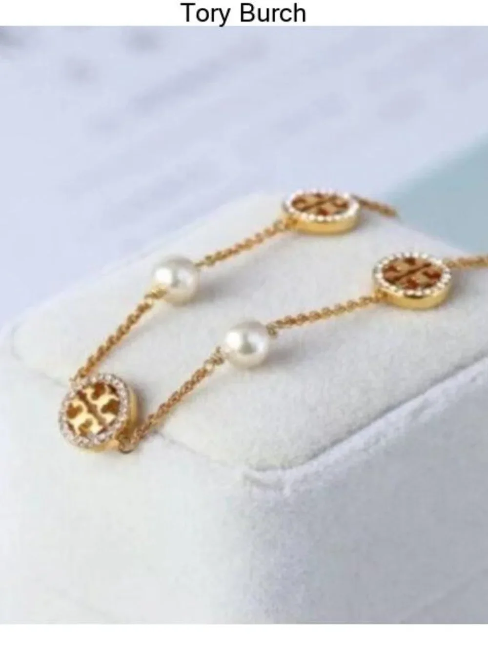 Tory Burch paved pearl bracelet